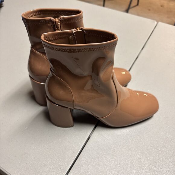 Madden Shoes - NEW Madden NYC Women's Side Zip Heeled Tan Designer Bootie Boots  9.5